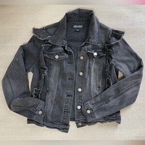 Distressed Black Denim Jacket